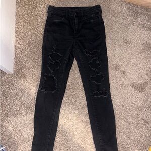 Black Distressed American Eagle Jeans